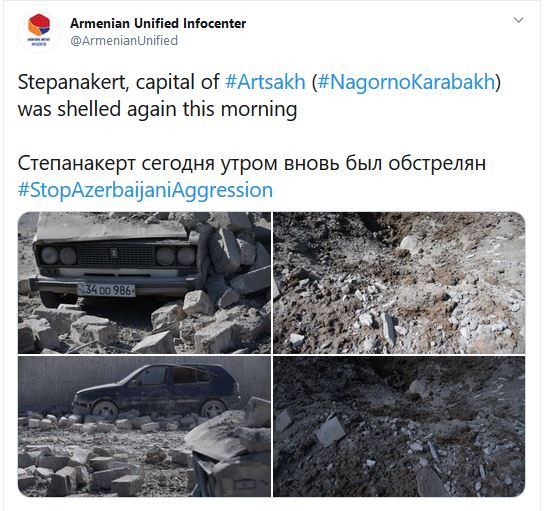 Stepanakert sous les bombes samedi matin