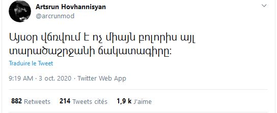 Artsrun Hovhannisyan parle d&rsquo;une journée cruciale