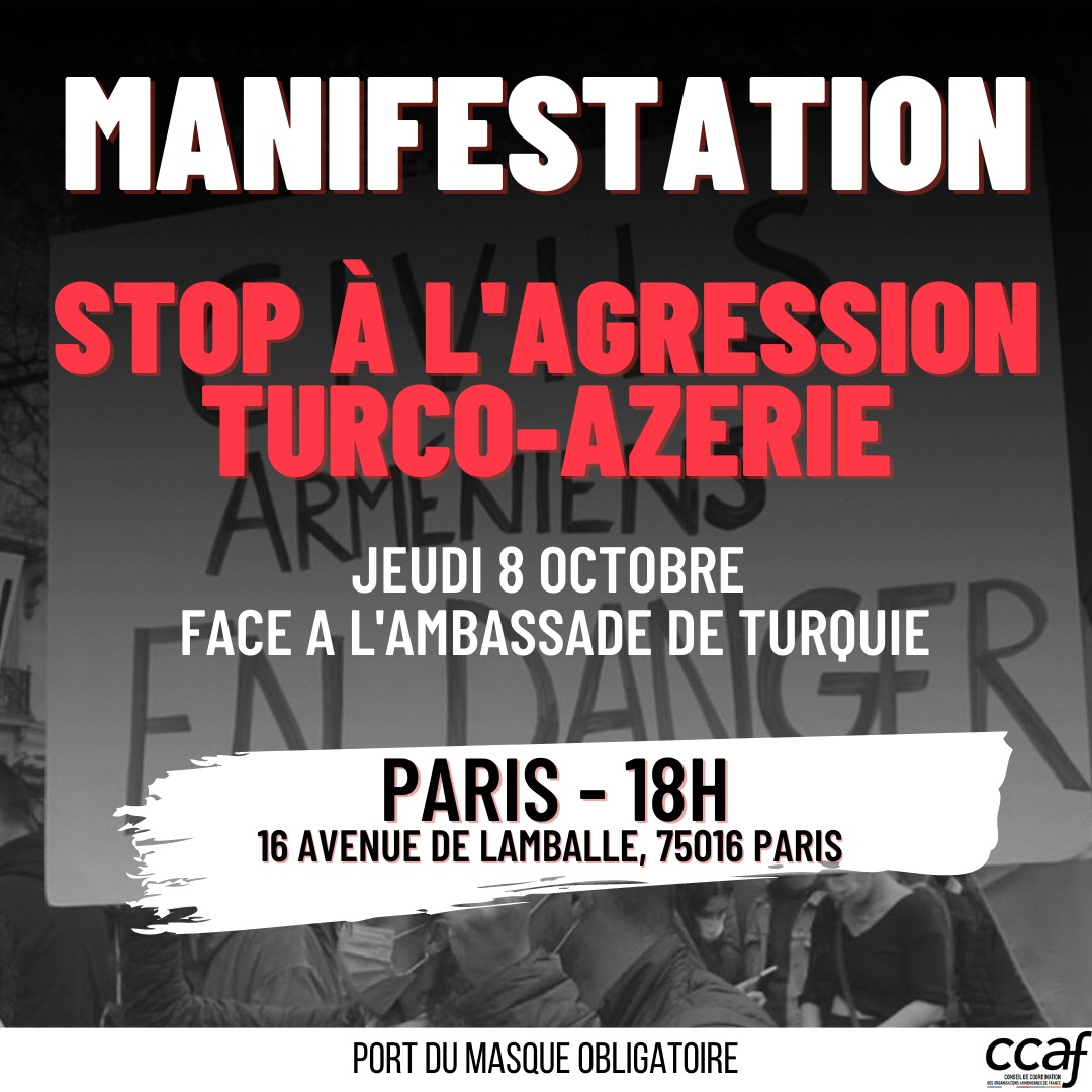 Grand rassemblement devant l&rsquo;ambassade de Turquie jeudi à 18H