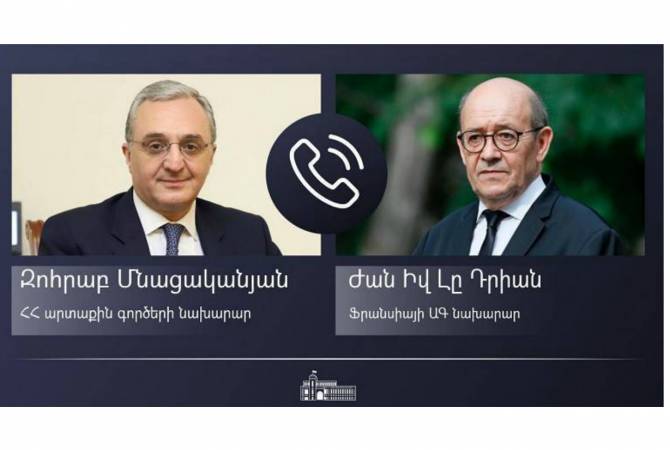 Entretien téléphonique entre les ministres des Affaires étrangères d&rsquo;Arménie et de France