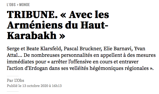 « Avec les Arméniens du Haut-Karabakh »