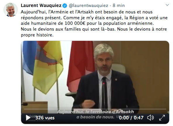 Laurent Wauquiez : « Aujourd’hui, l’Arménie et l’Artsakh ont besoin de nous et nous répondons présent »