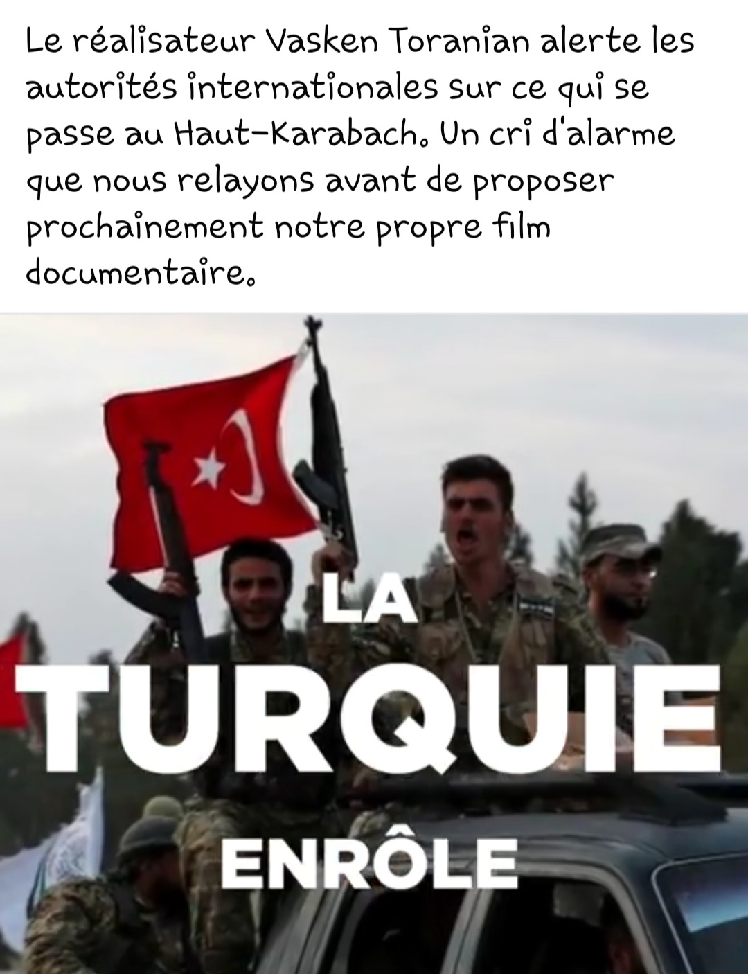 Le réalisateur Vasken Toranian alerte sur la situation en Artsakh