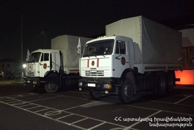 Un convoi de camions humanitaires arméno-russe a fourni des couvertures aujourd’hui à Stepanakert et aux villages proches