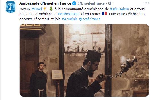 Joyeux Noël  à la communauté arménienne de Jérusalem