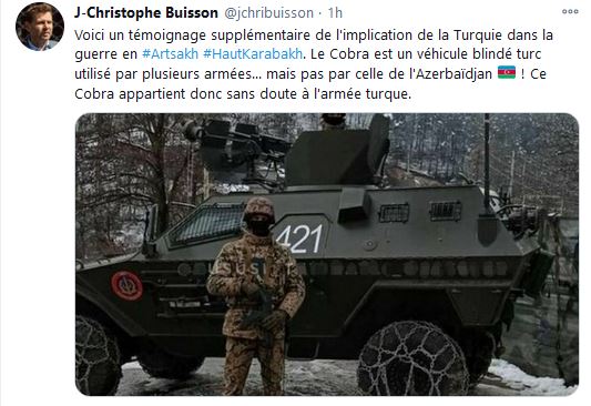 Voici un témoignage supplémentaire de l&rsquo;implication de la Turquie dans la guerre en Artsakh
