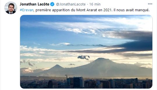 Erevan, première apparition du Mont Ararat en 2021. Il nous avait manqué.