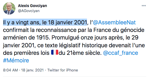 Alexis Govciyan : Il y a vingt ans, le 18 janvier 2001