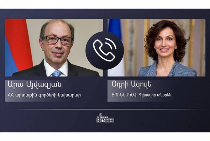 Ara Ayvazyan et la Secrétaire générale de l&rsquo;UNESCO Audrey Azoulay discutent de la protection du patrimoine arménien
