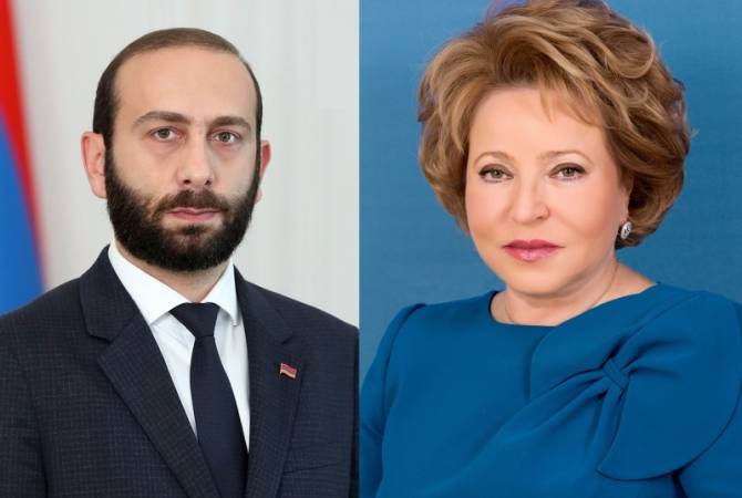 Ararat Mirzoyan a remercié Valentina Matvienko d&rsquo;avoir soutenu la libération de Maral Najarian qui était détenue en Azerbaïdjan