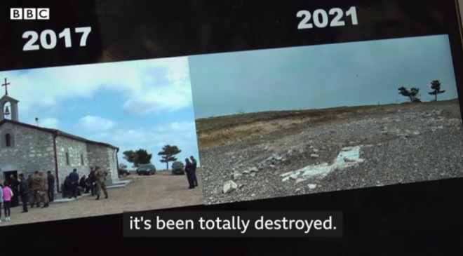 La BBC a montré la vidéo de la destruction par les Azéris de l’église arménienne de Mekhakavan (Jabrayil)