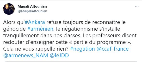 Réaction de Magali Altounian