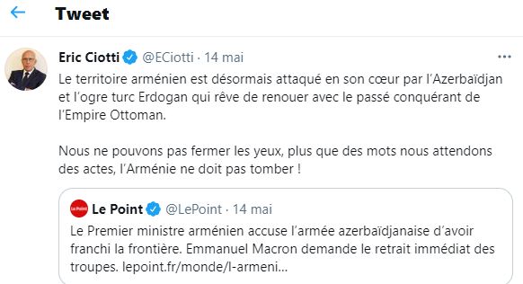 Eric Ciotti : Le territoire arménien est désormais attaqué en son cœur