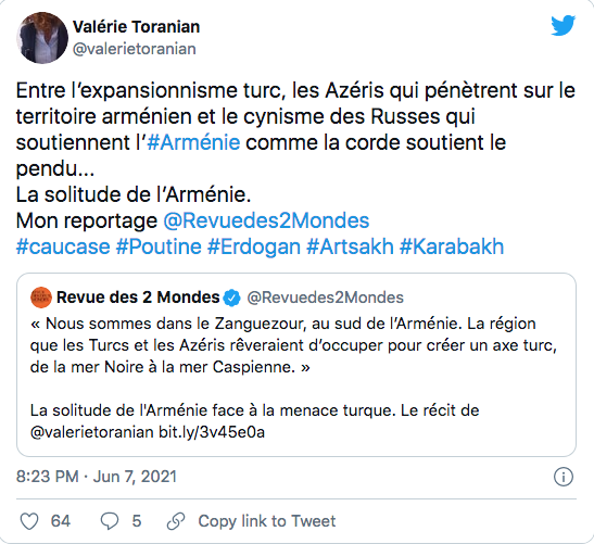 Valérie Toranian : la solitude de l&rsquo;Arménie