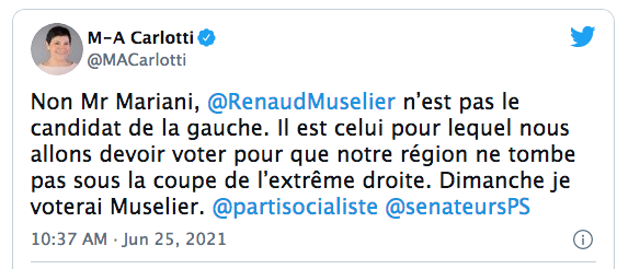 La Sénatrice Marie-Arlette Carlotti soutient Renaud Muselier
