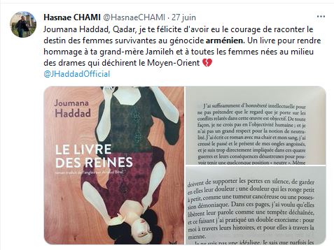 Joumana Haddad, Qadar, je te félicite d&rsquo;avoir eu le courage de raconter le destin des femmes survivantes au génocide arménien
