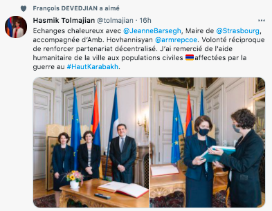 Hasmik Tolmadjian : échanges chaleureux avec Jeanne Barséghian