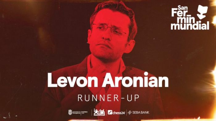 Défaite de Levon Aronian (Arménie) face à Magnus Carlsen (Norvège) en finale du San Fermin Masters