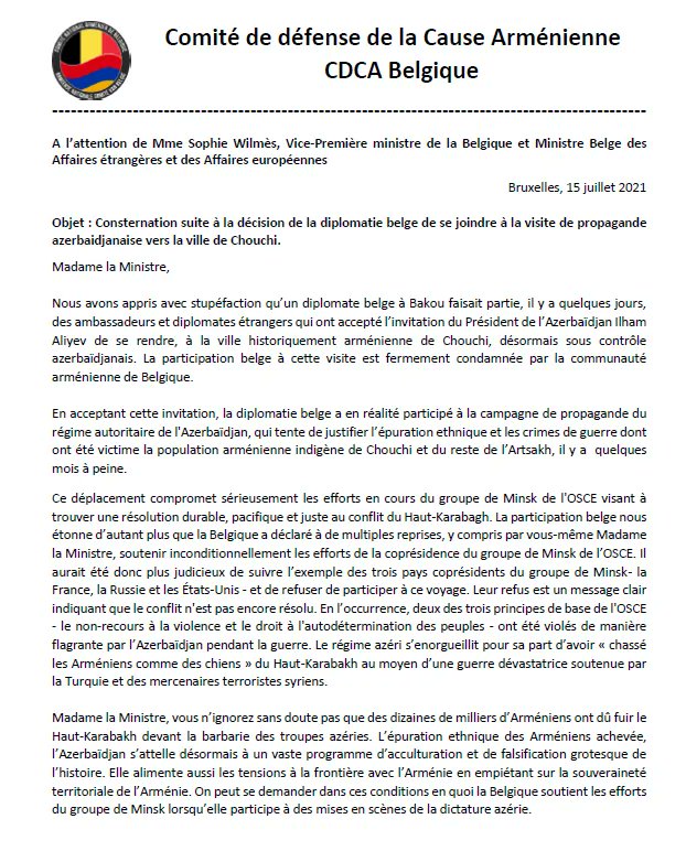 Lettre ouverte à Sophie Wilmes , Ministre Belge des Affaires étrangères