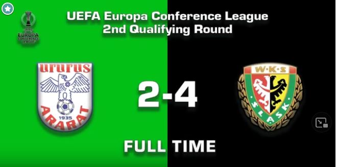 Ararat – Śląsk 2:4, UEFA Europa Conference League 2021/22 (vidéo)