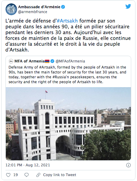 Ambassade d&rsquo;Arménie : pour l&rsquo;armée de défense de l&rsquo;artsakh