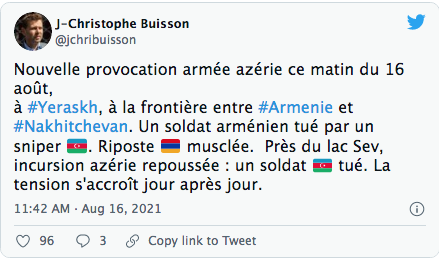 JC Buisson : un soldat arménien tué par un sniper