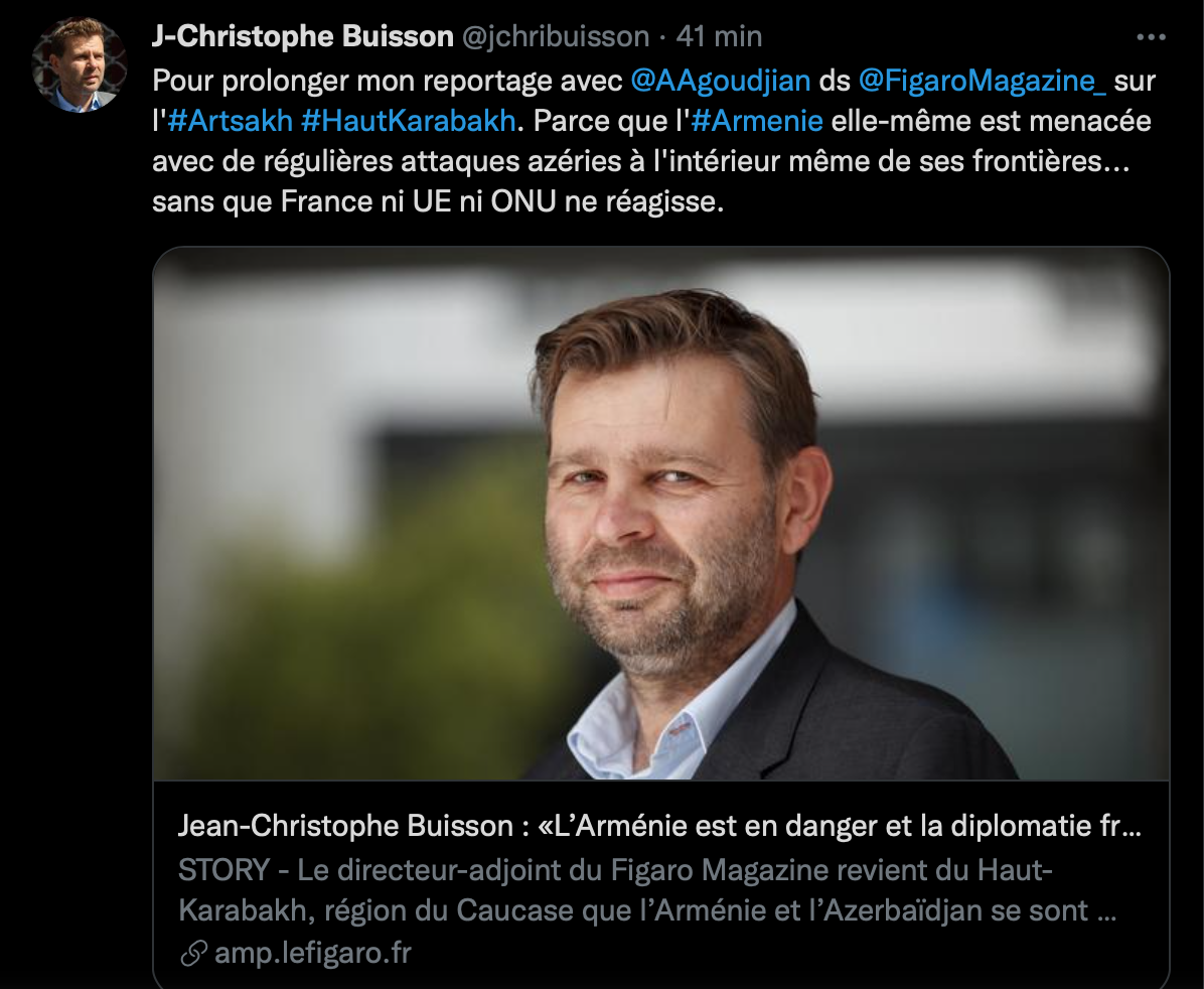 Jean-Christophe Buisson donne son avis sur la situation du Haut-Karabakh