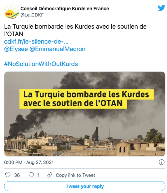 CDK-F : La Turquie bombarde les Kurdes avec le soutien de l’Otan