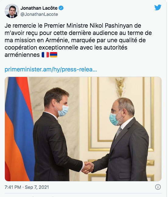 Jonathan Lacôte : remerciements au Premier ministre