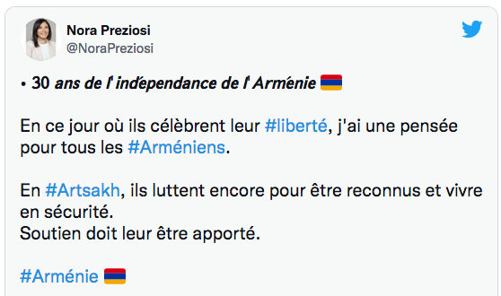 Nora Preziosi : j’ai une pensée pour tous les Arméniens