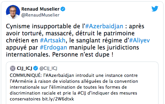 Renaud Muselier dénonce le cynisme de l’Azerbaïdjan