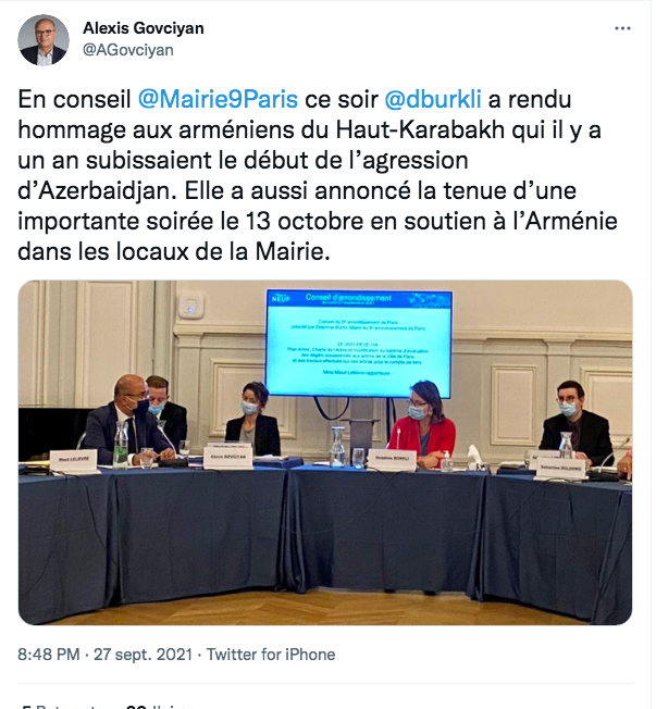 Alexis Govciyan : la mairie du 9e et les Arméniens d&rsquo;Artsakh