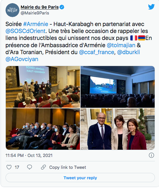 Mairie du 9e : soirée SOS chrétiens d&rsquo;Orient pour le Karabakh