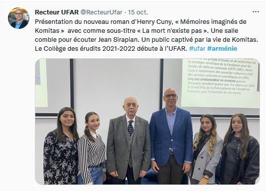 Présentation du nouveau roman d&rsquo;Henry Cuny, « Mémoires imaginés de Komitas »