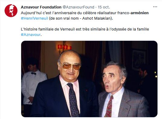 Aujourd&rsquo;hui c’est l&rsquo;anniversaire du célèbre réalisateur franco-arménien Henri Verneuil