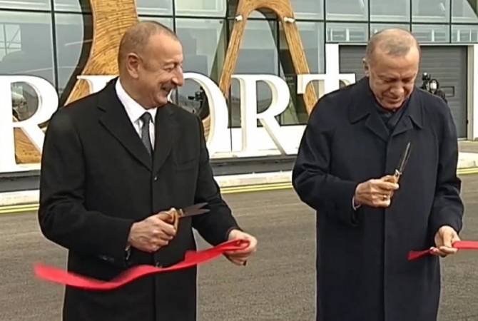 Erdogan et Aliev ont participé à l’inauguration de l’aéroport de Fizouli en Artsakh occupée