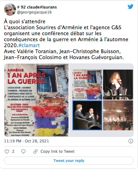 92 Claude Laurans : débat à Clamart sur l&rsquo;Artsakh