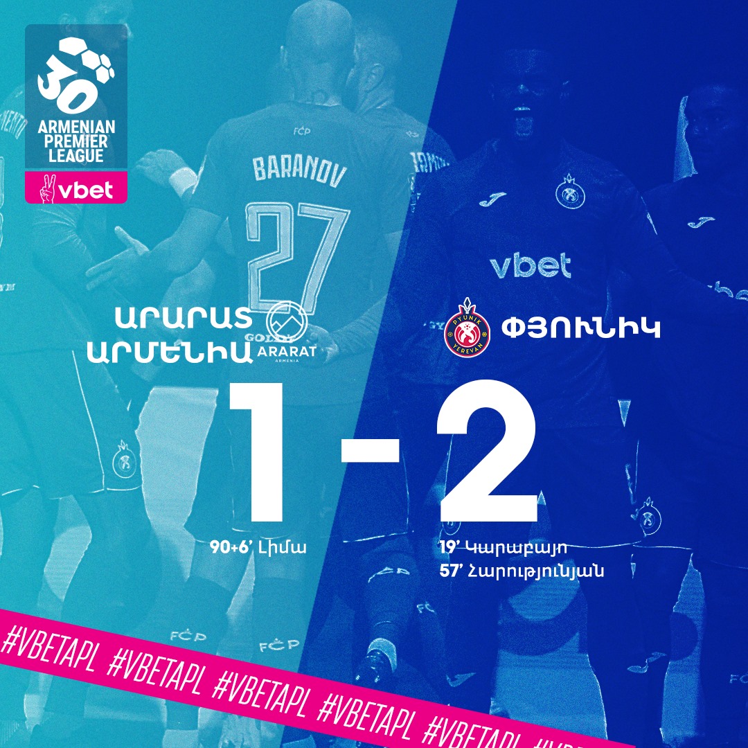 Pyunik Erévan s’est imposé 2-1 face à Ararat-Armenia sur le terrain de ce dernier