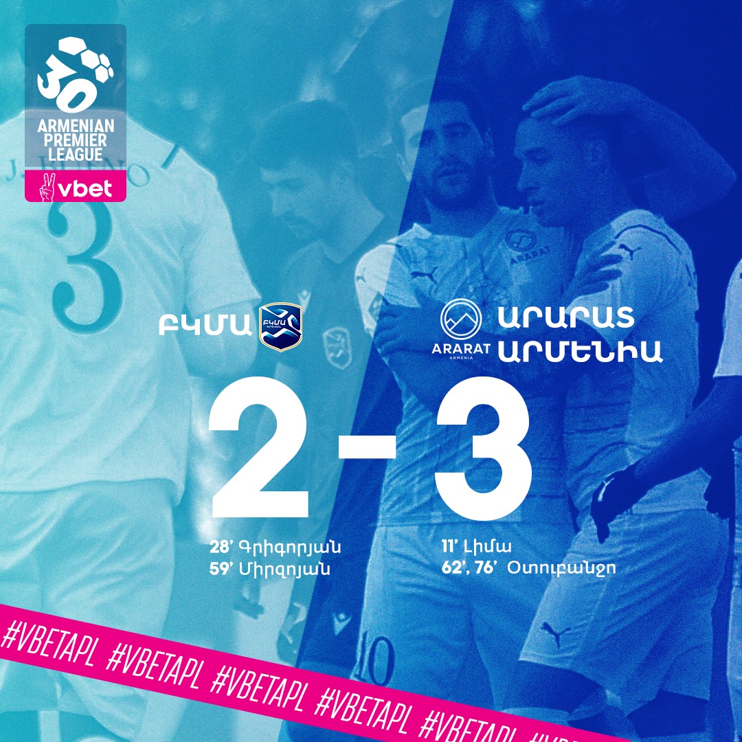 BKMA-Ararat Erévan (2-3) en championnat d’Arménie de Premier League