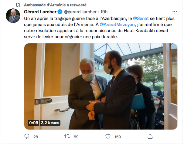Gérard Larcher : le Sénat plus que jamais avec l&rsquo;Arménie