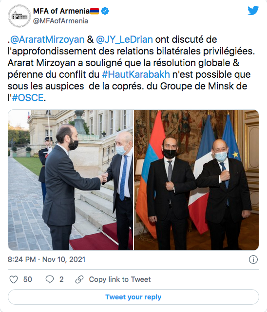 MFA of Armenia : solution sous les auspices du GDMinsk