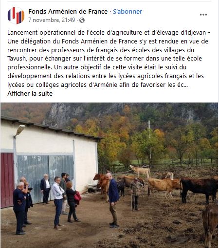Lancement opérationnel de l&rsquo;école d’agriculture et d’élevage d&rsquo;Idjevan