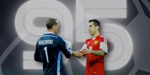 Henrikh Mkhitaryan avec 95 sélections en équipe d’Arménie est classé 2e joueur par le nombre de sélections