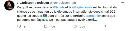 Ce qu&rsquo;il se passe dans le Syunik et le Gegharkunik est le résultat du silence et de l&rsquo;inaction de la diplomatie internationale depuis mai 2021