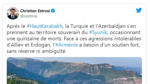 Christian Estrosi : l’Arménie a besoin d’un soutien fort