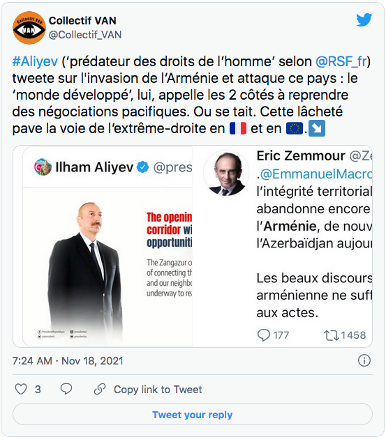 C.Van : la lâcheté sur l&rsquo;Arménie pave la voie de l&rsquo;extrême droite