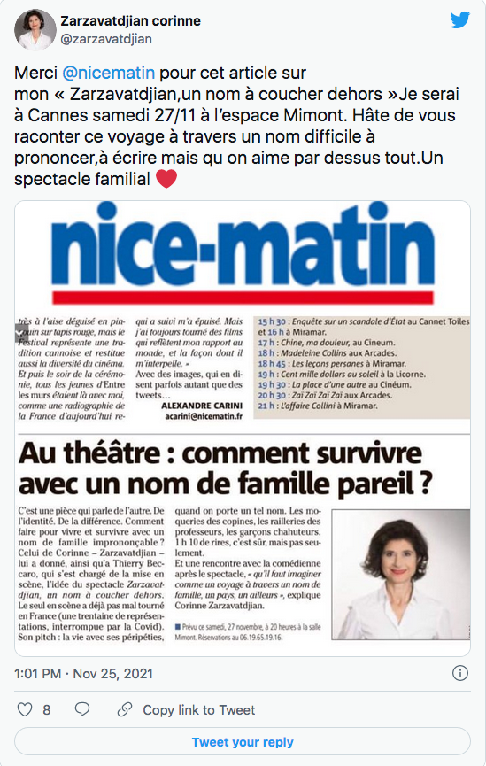 Corinne Zarzavatdjian dans Nice-Matin