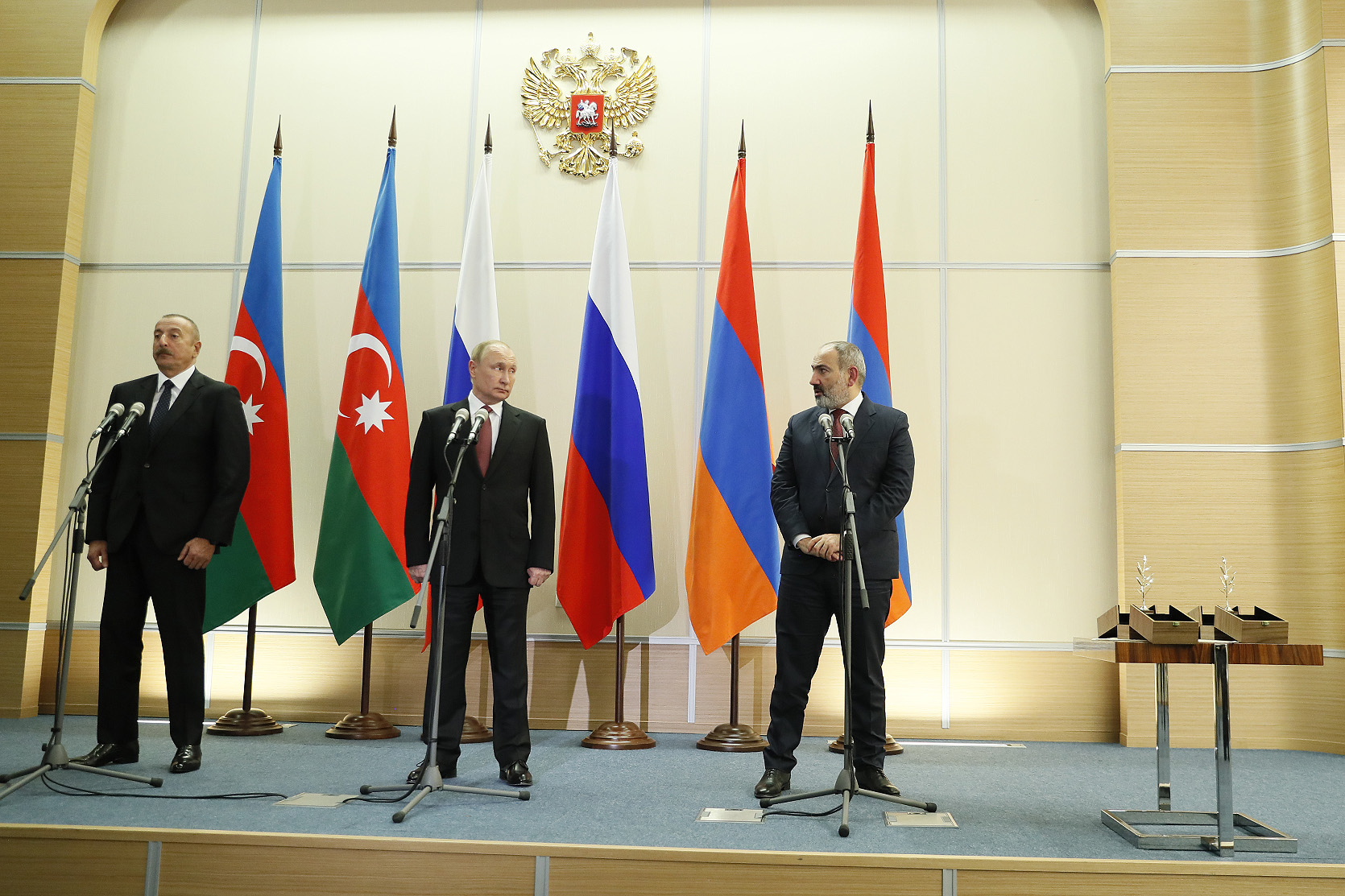 Le compte-rendu officiel de la rencontre Pahinian-Aliev-Poutine