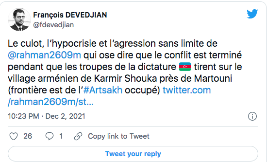 F.Devedjian : le culot de l&rsquo;ambassadeur d&rsquo;Azerbaïdjan