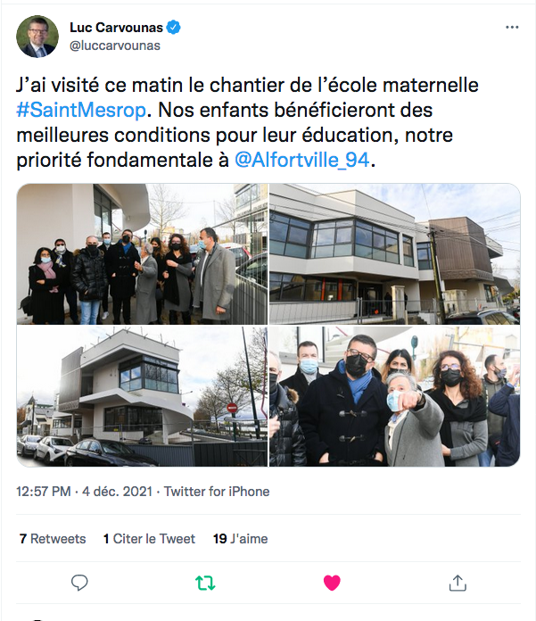 Luc Carvounas : viste au chantier de l&rsquo;école St.Mesrop à Alfortville